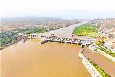     壯觀的青銅峽攔河大壩。